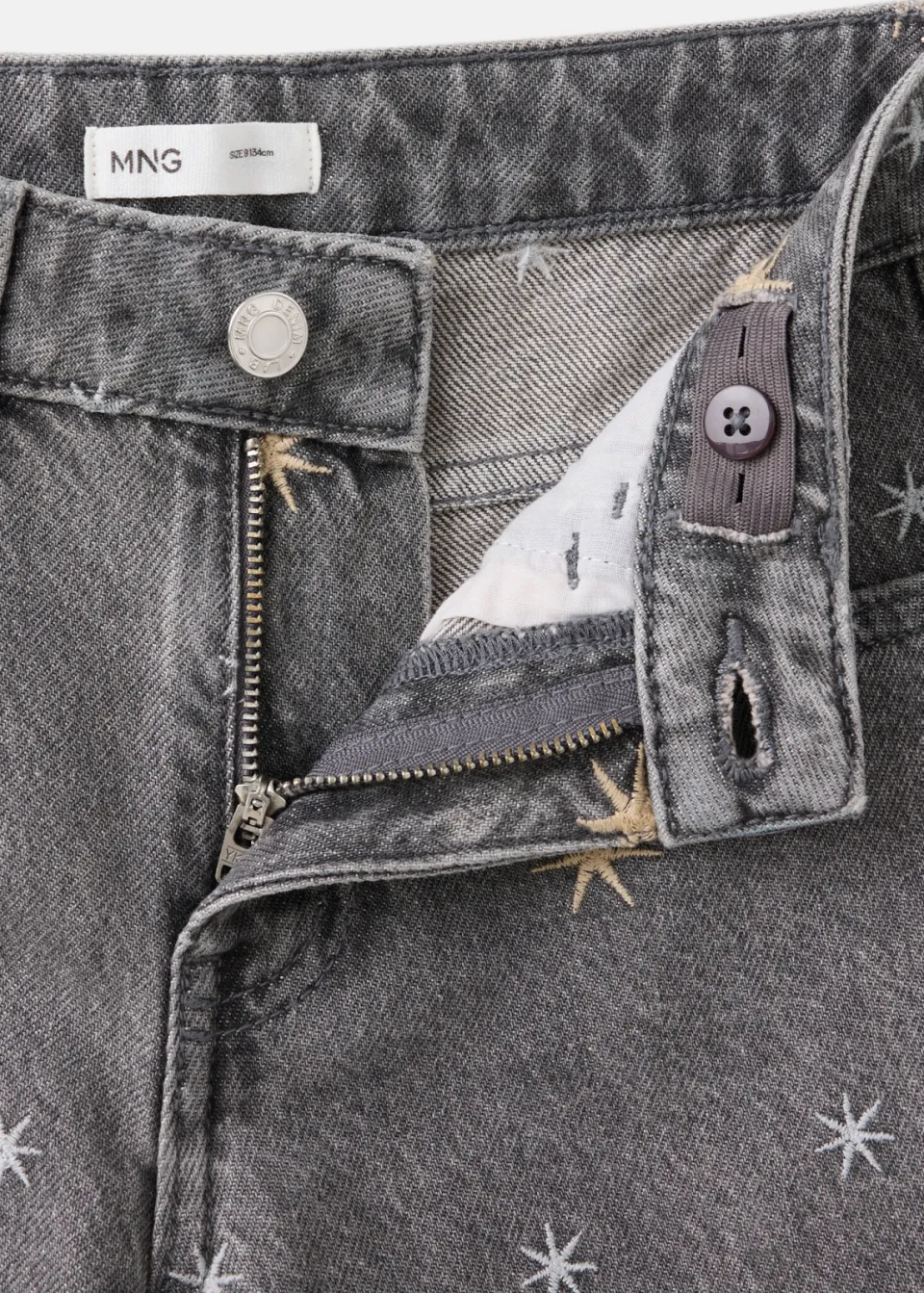 Mango Kids wide leg jeans met sterren - grijs, foto 5