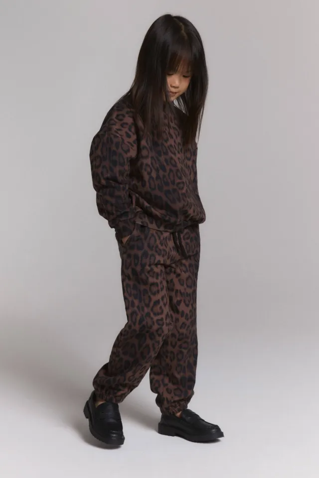Alix The Label Alix Mini oversized sweater met panterprint - bruin