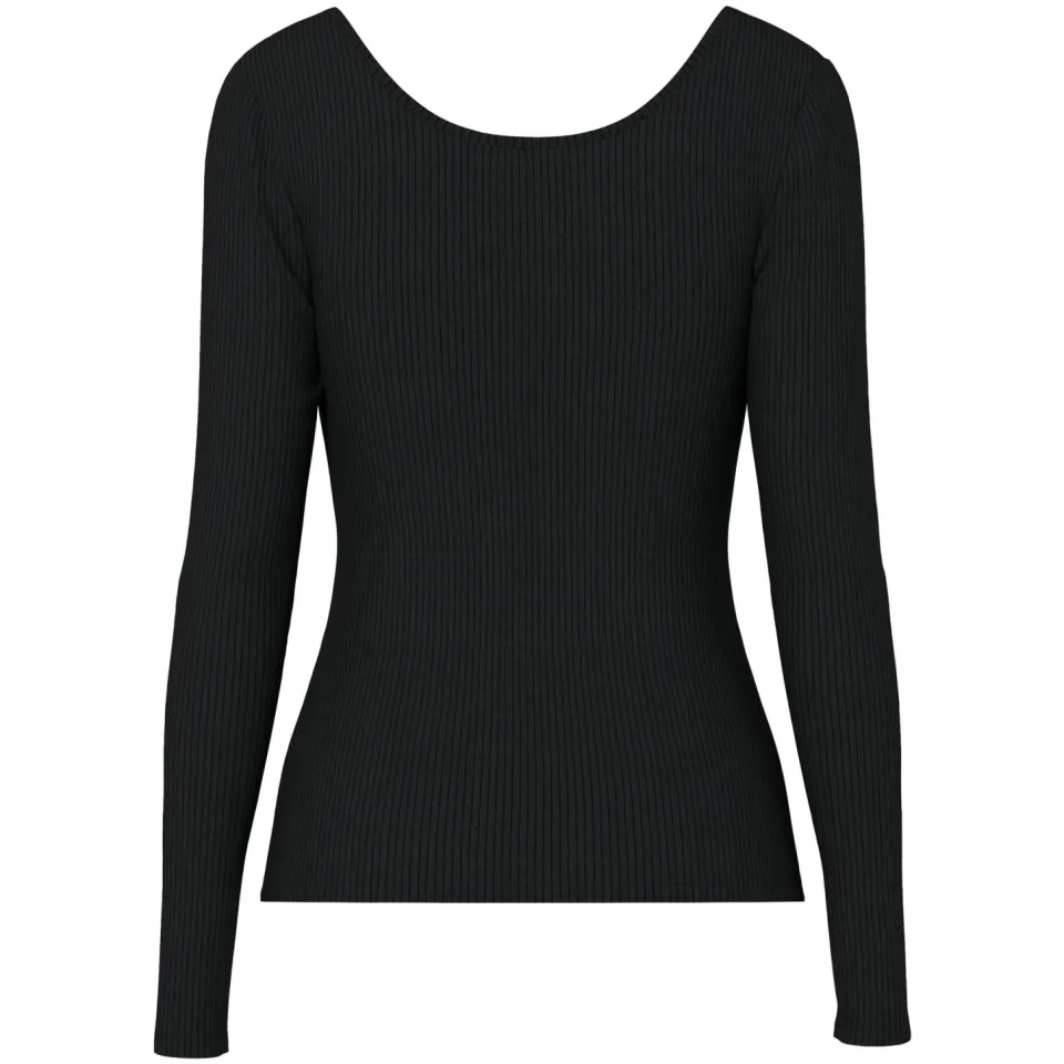 Pieces ribgebreide longsleeve PCKITTE met katoen zwart, foto 3