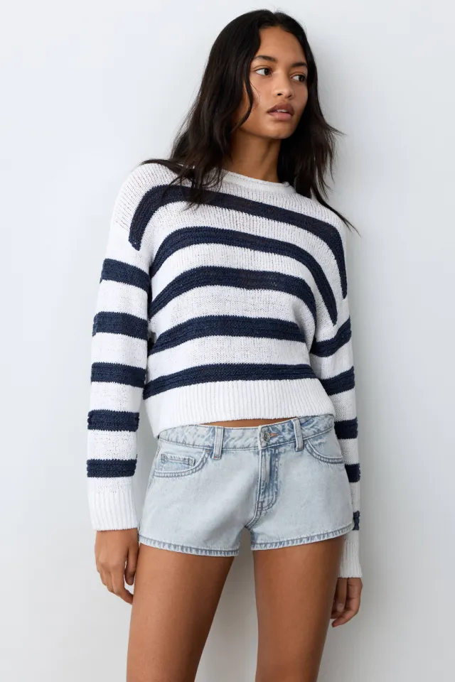 Mango Teen low waist jeansshort lichtblauw light blue denim, foto 4