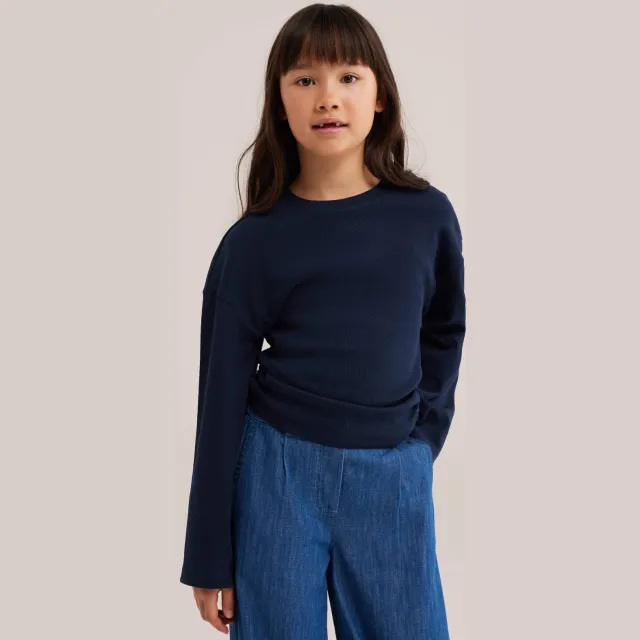 WE Fashion gebreide top marineblauw, foto 3