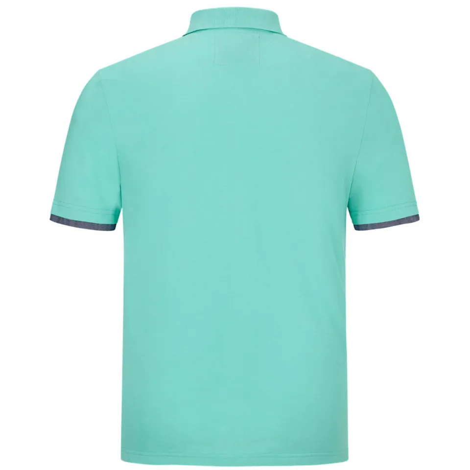 Jan Vanderstorm loose fit polo Plus Size MELKER met contrastbies turquoise, foto 3