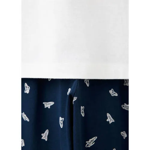 Mango Kids pyjama met backprint donkerblauw/wit, foto 5
