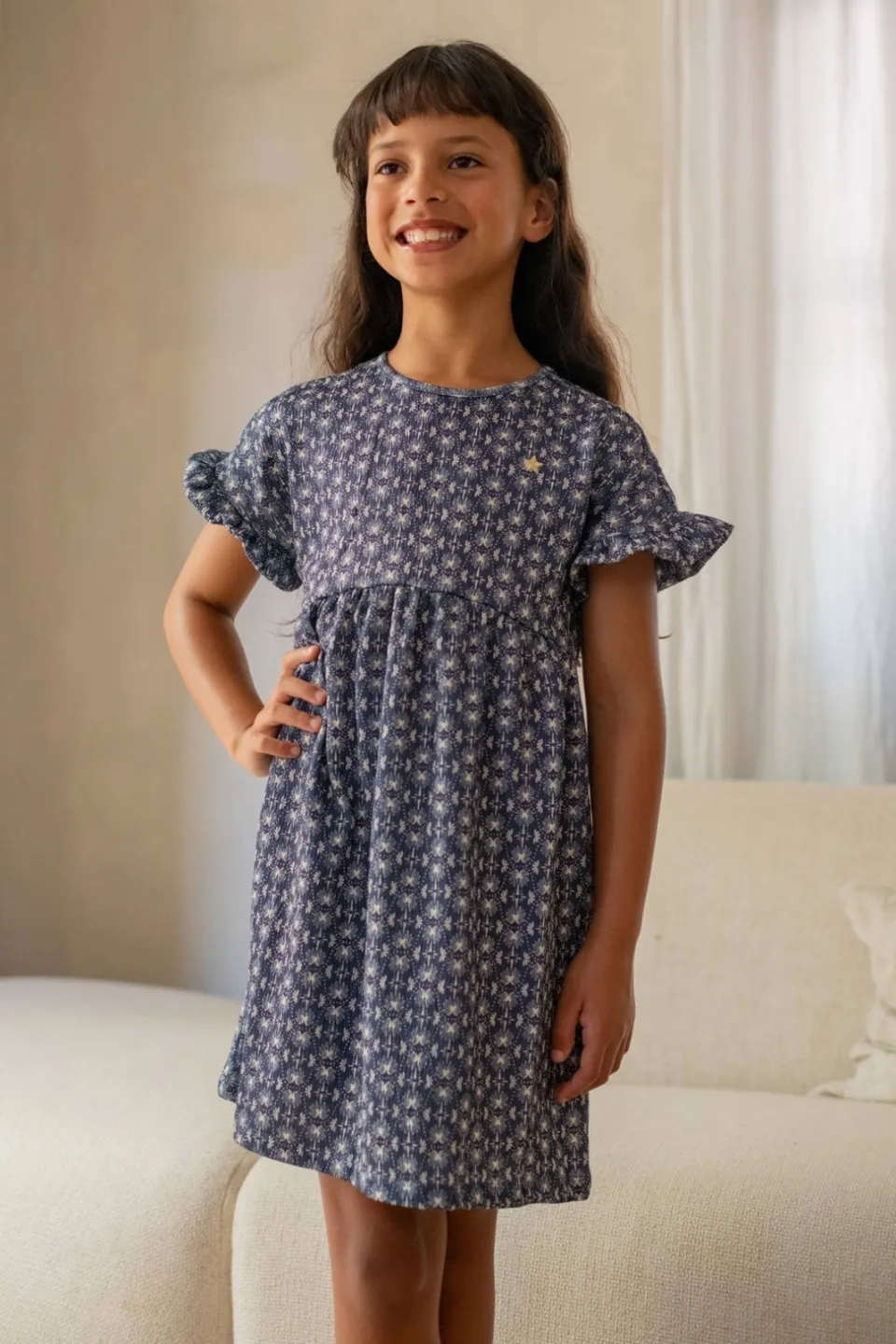 Like Flo Maja A-lijn jurk donkerblauw Donkerblauw/ecru