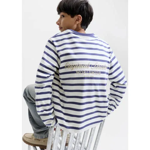 Jack & Jones oversized gestreepte longsleeve blauw, foto 4