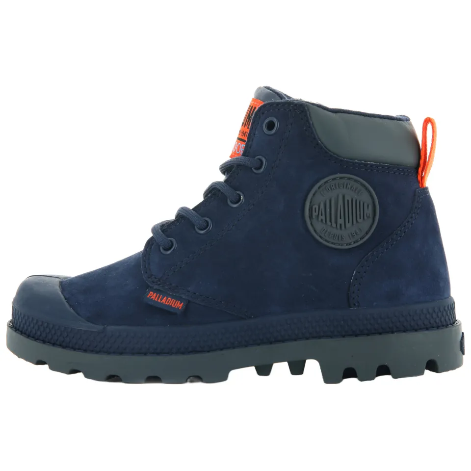 Palladium Schoolkind leren veterschoenen met profielzool - donkerblauw, foto 5