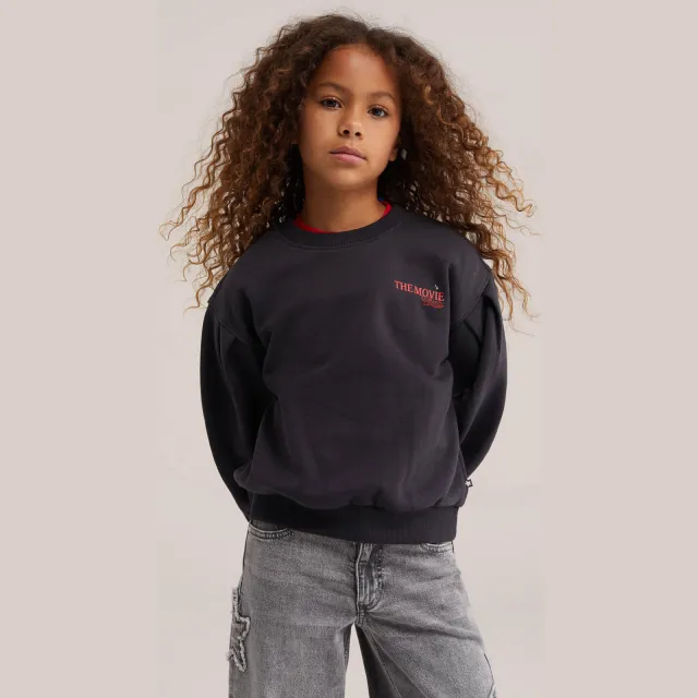 WE Fashion sweater met backprint - zwart/rood