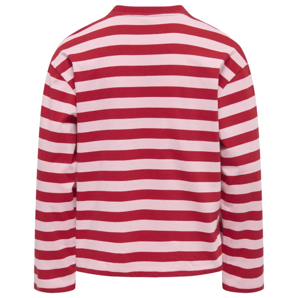 Only gestreepte longsleeve rood, foto 2