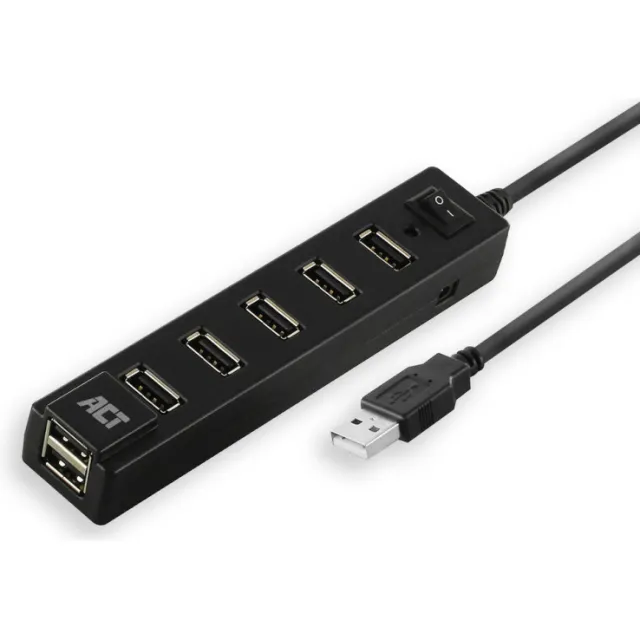 ACT Connectivity 7-poorts USB 2.0 hub met aan- en uitschakelaar