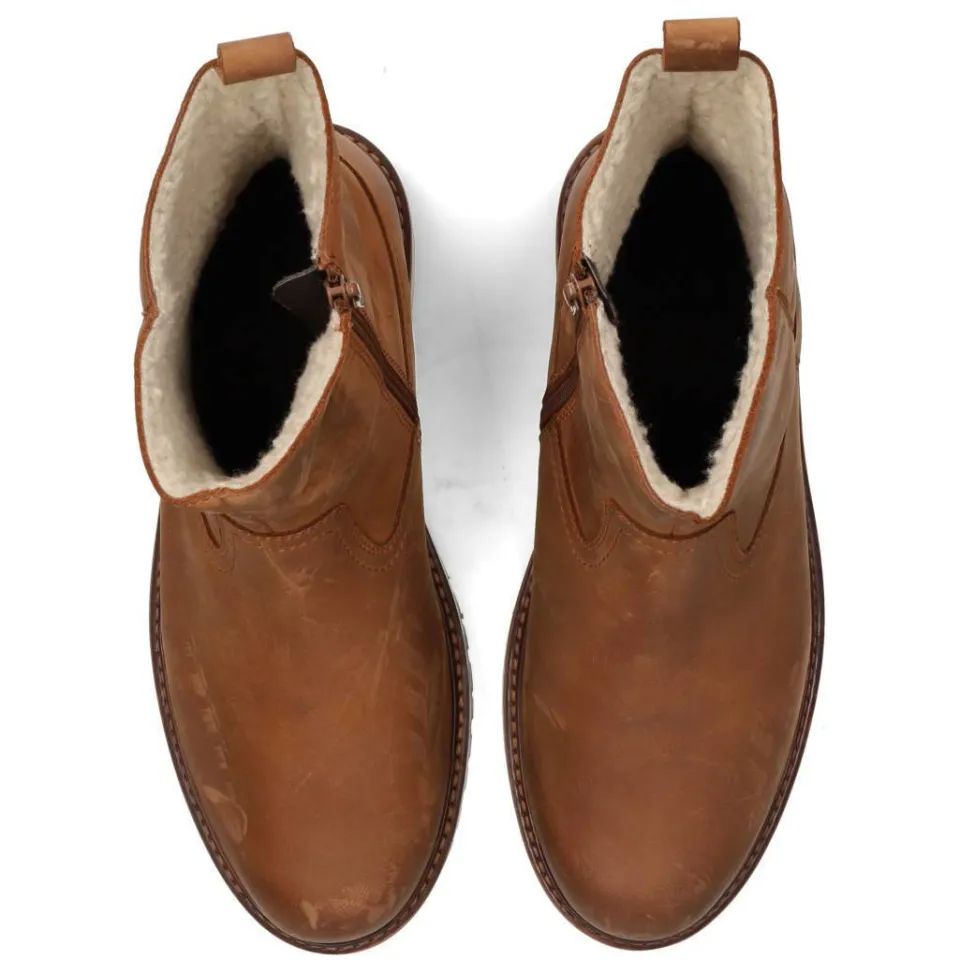 Poelman Toni gevoerde leren enkelboots cognac, foto 3