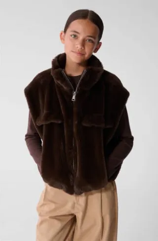 Shoeby teddy oversized gilet - donkerbruin, foto 2