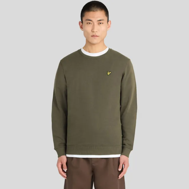 Lyle & Scott katoenen regular fit trui - khaki ash