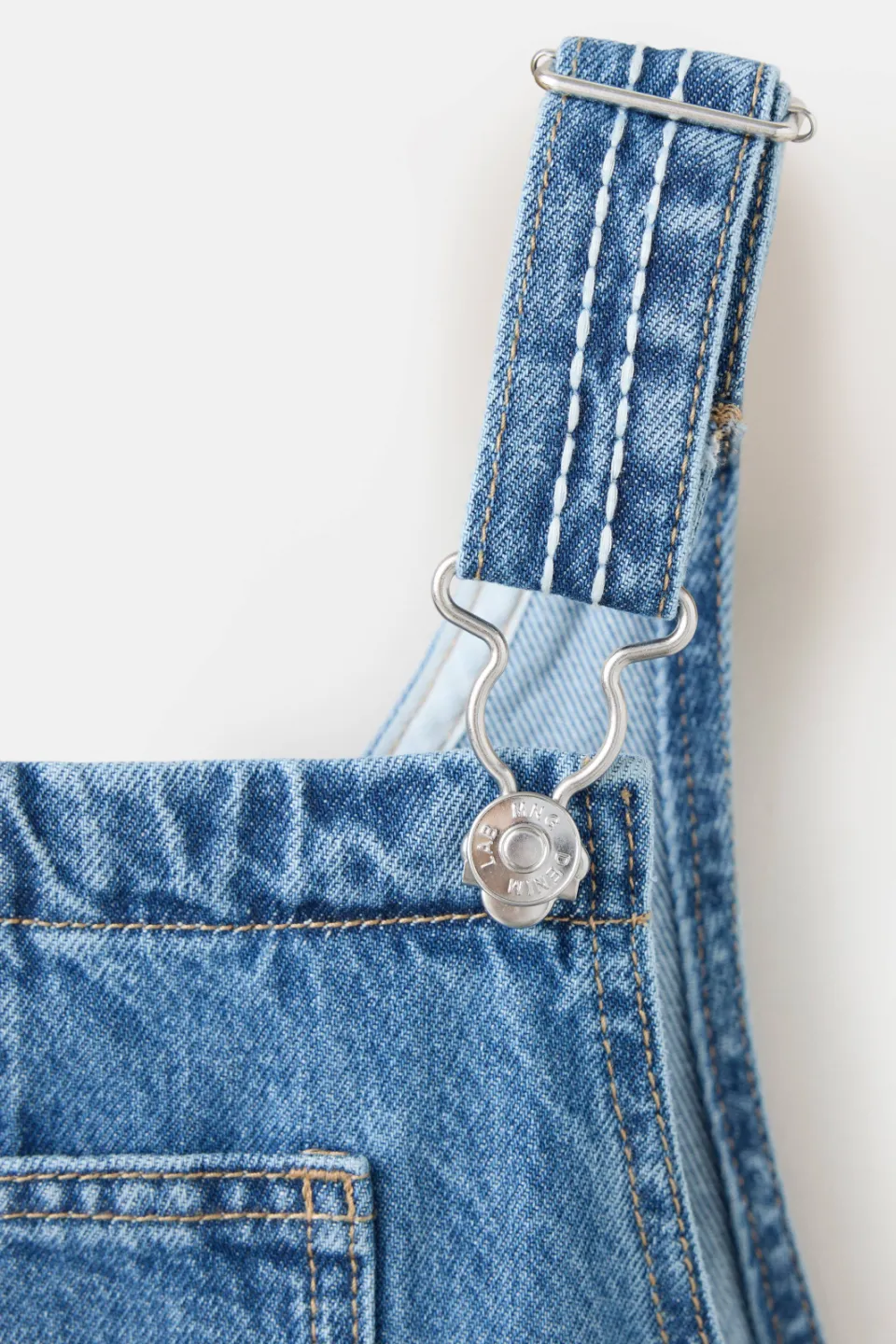 Mango denim straight leg tuinbroek met borduursels medium blue denim, foto 6