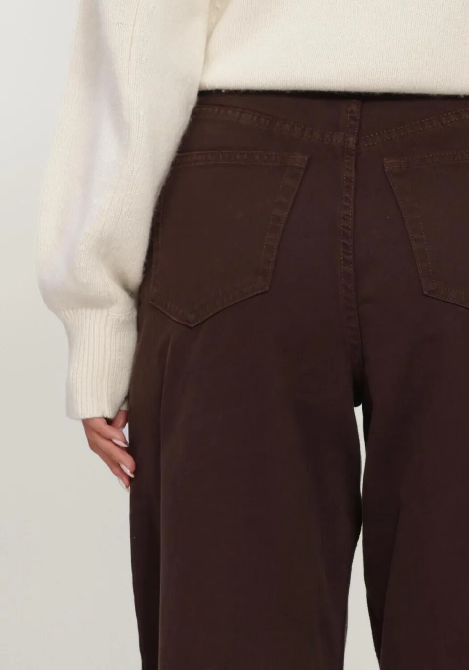 Edited high waist wide leg jeans - donkerbruin, foto 5