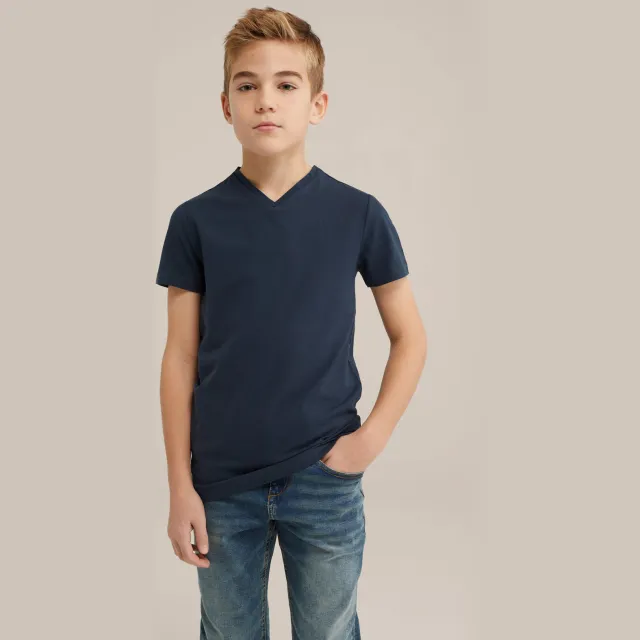WE Fashion basic T-shirt donkerblauw Dark Marine