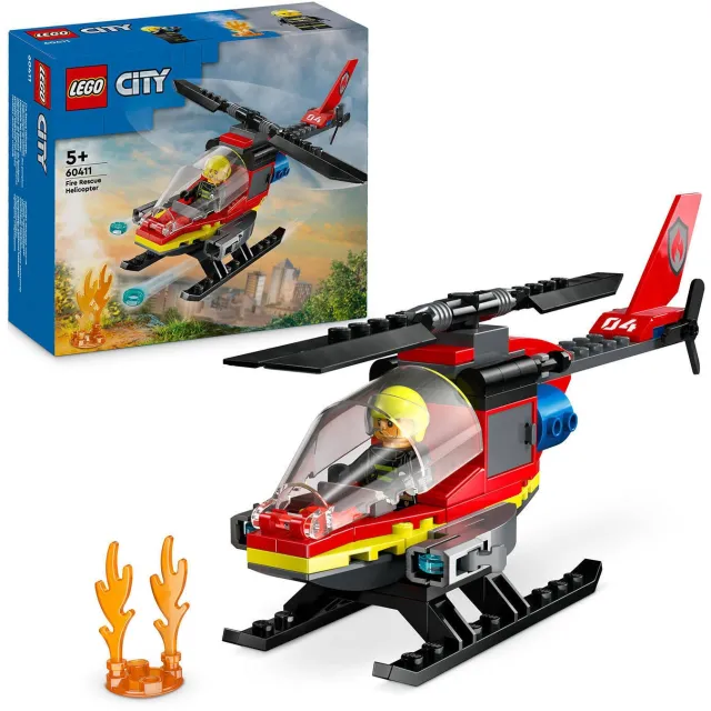Lego City Brandweerhelikopter Reddingsvoertuig Speelgoed met Minifiguur van Piloot 60411