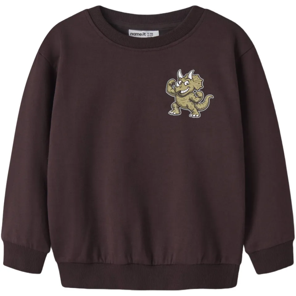 NAME IT MINI rechtvallende sweater met backprint - donkerbruin, foto 2