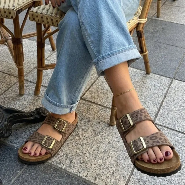 Birkenstock Arizona slippers luipaardprint taupe, foto 3