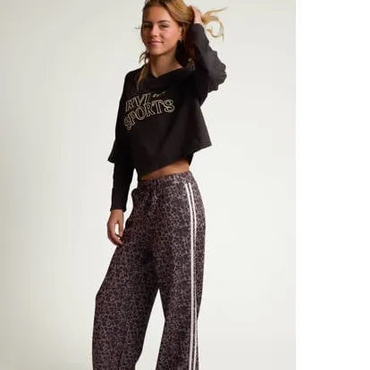 LOOXS 10sixteen wijde broek met panterprint bruin, foto 3
