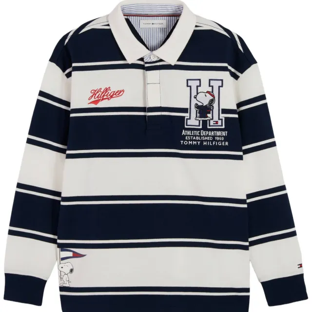 Tommy Hilfiger x Peanuts Snoopy longsleeve polo donkerblauw wit, foto 2