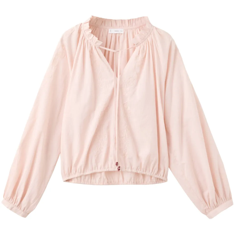 Mango Teen blousetop met borduursels lichtroze, foto 2