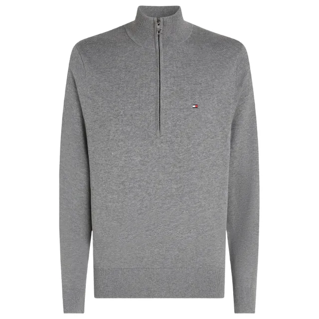 Tommy Hilfiger katoenen gebreide trui - grijs Medium Grey Heather