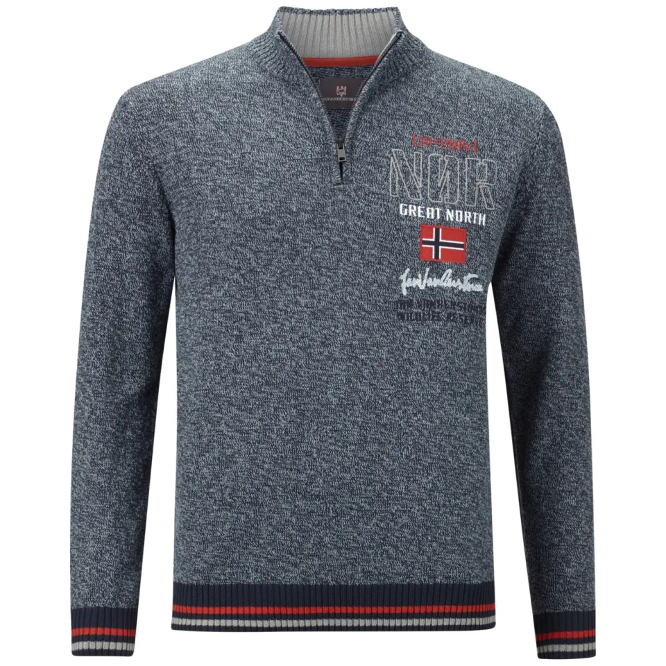 Jan Vanderstorm +FIT Collectie trui CAJETAN Plus Size met printopdruk donkerblauw, foto 2