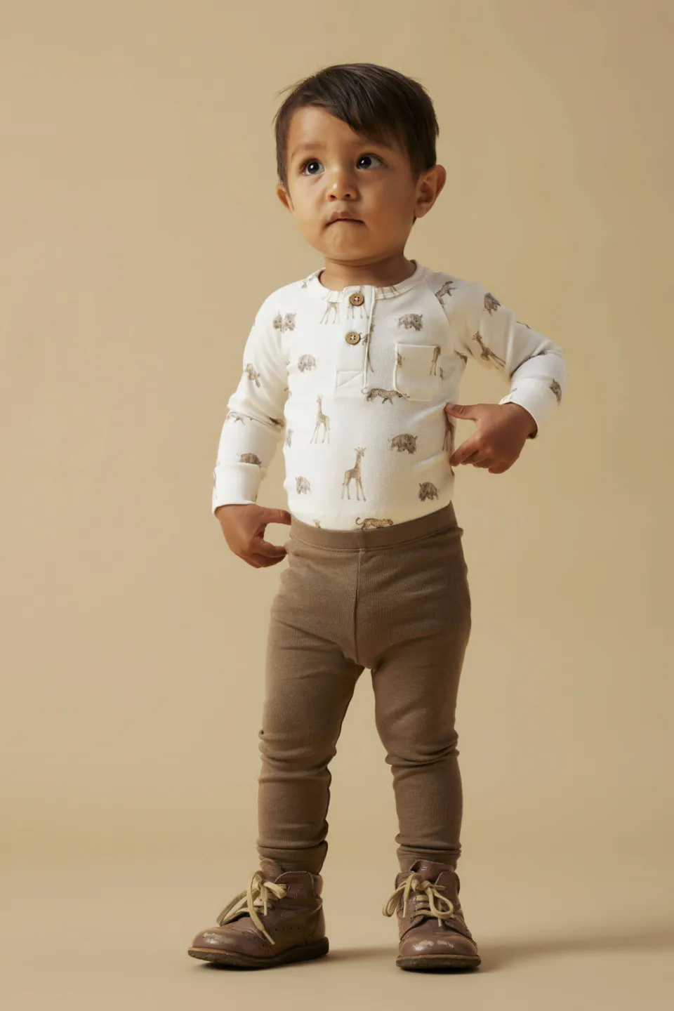 Lil' Atelier BABY casual broek bruin