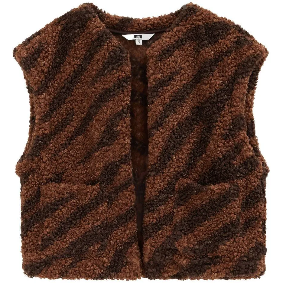WE Fashion teddy gilet met zebraprint - bruin, foto 2