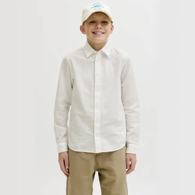 Jack & Jones JUNIOR overhemd met linnen wit