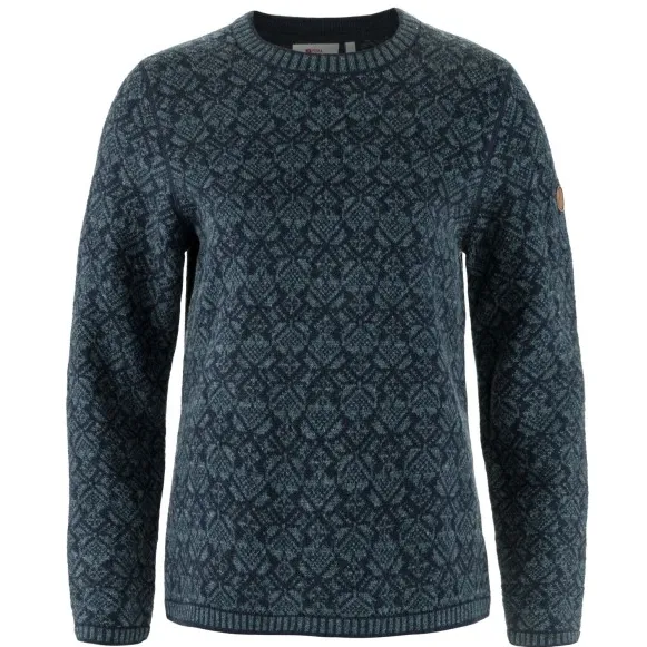 Fjällräven Women's Snow Round Neck Sweater - Wollen trui, blauw