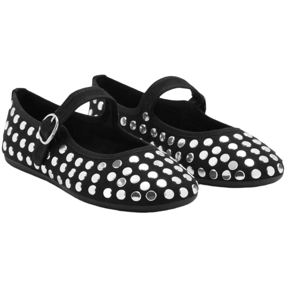 Mango Kids ballerina's met studs - zwart/zilver, foto 2