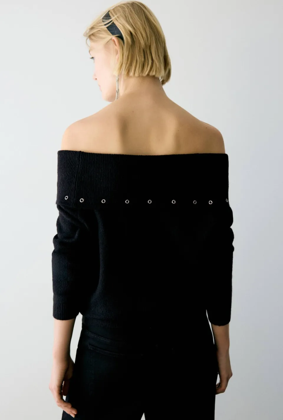Mango TEEN off shoulder gebreide trui - zwart, foto 6