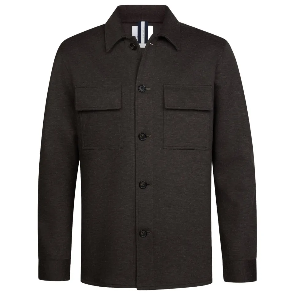 Profuomo relaxed fit overshirt met wol - donkerbruin, foto 2