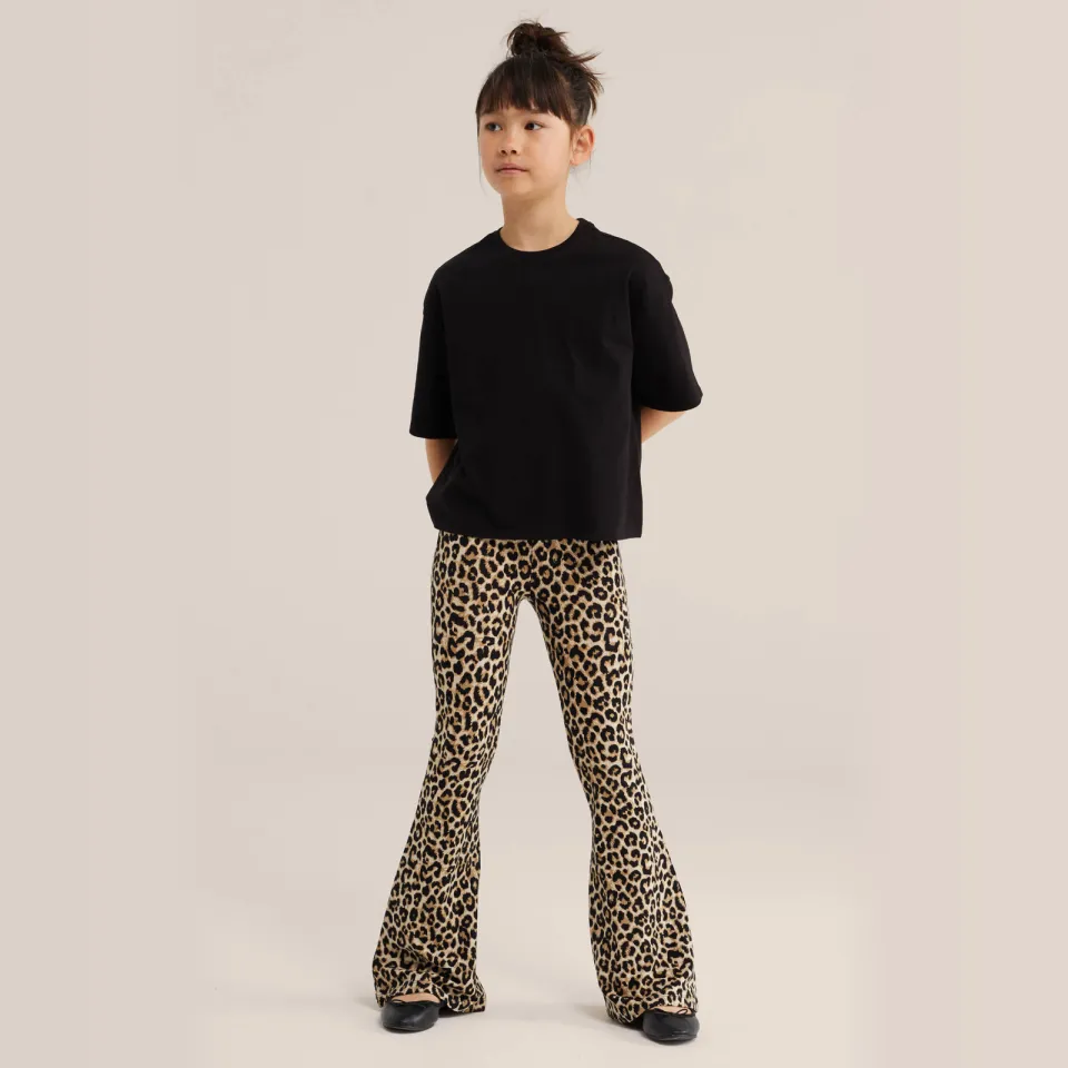 WE Fashion flared legging panterprint bruin