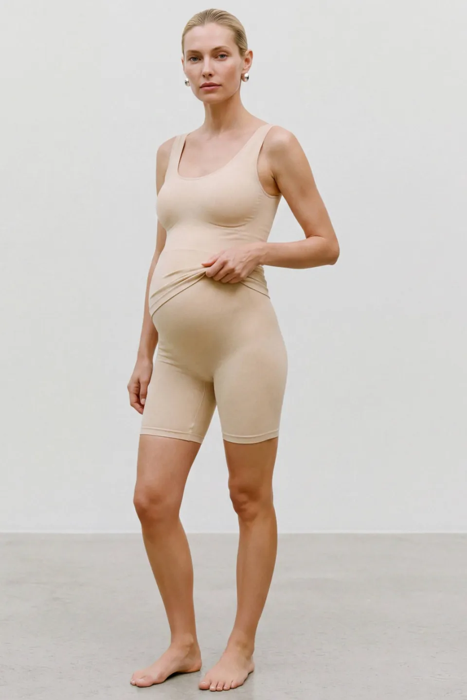 Mamalicious slim high waist zwangerschaps biker short beige