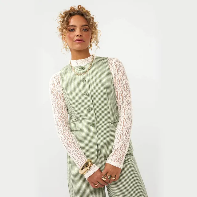 Ydence geruit gilet groen