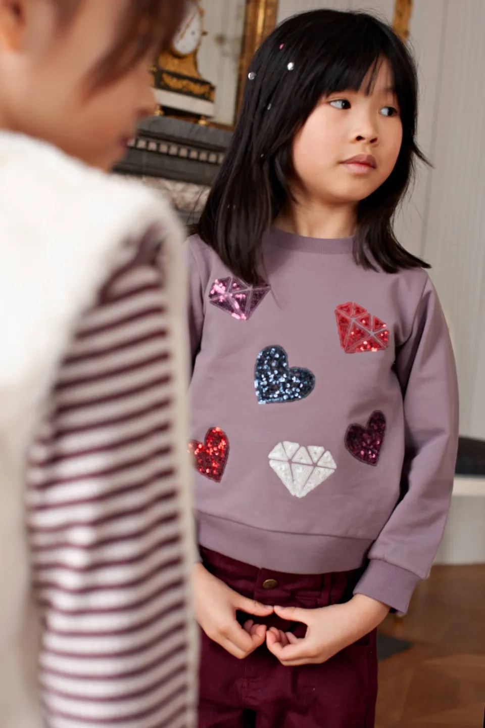 Jubel sweater met pailletten en hartjes - paars, foto 7