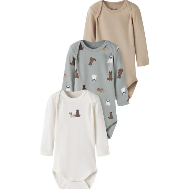 NAME IT BABY katoenen rompers met print (set van 3) groen/zand/ecru, foto 2