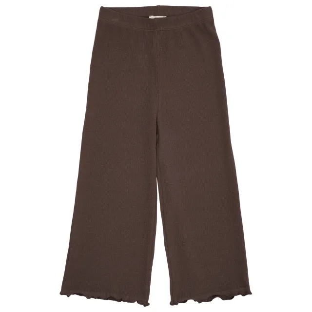 Copenhagen Colors casual broek met golvende afwerking donkerbruin, foto 2