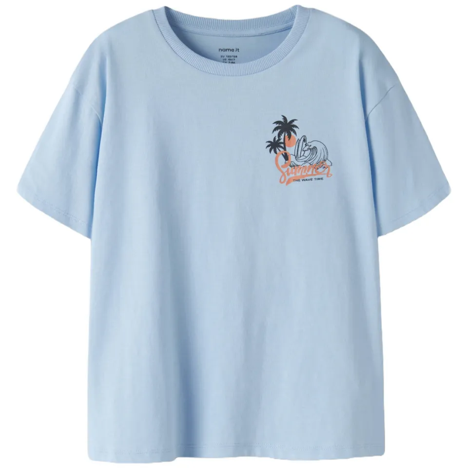 NAME IT KIDS T-shirt met backprint lichtblauw