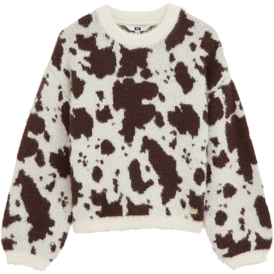 WE Fashion gebreide trui met dierenprint - wit/bruin, foto 3
