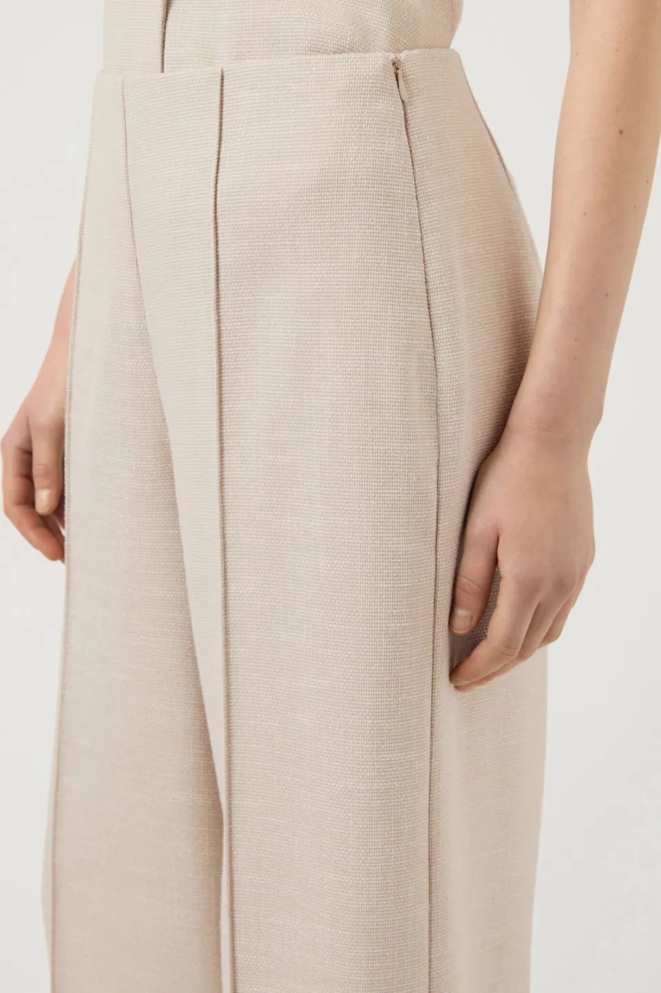 Y.A.S. YAS wide leg regular waist casual broek beige, foto 5