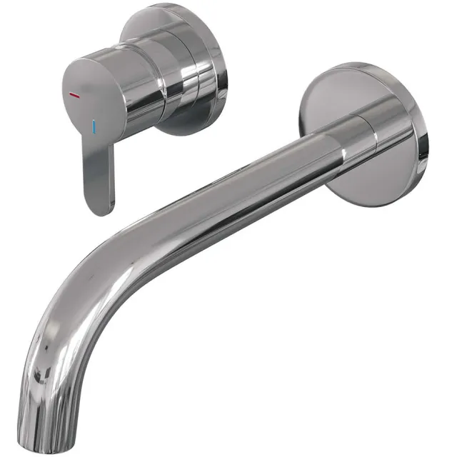Brauer Inbouw Wastafelmengkraan Brauer Chrome Edition Coldstart Gebogen Uitloop Korte Platte Hendel Links Chroom Met Rozetten