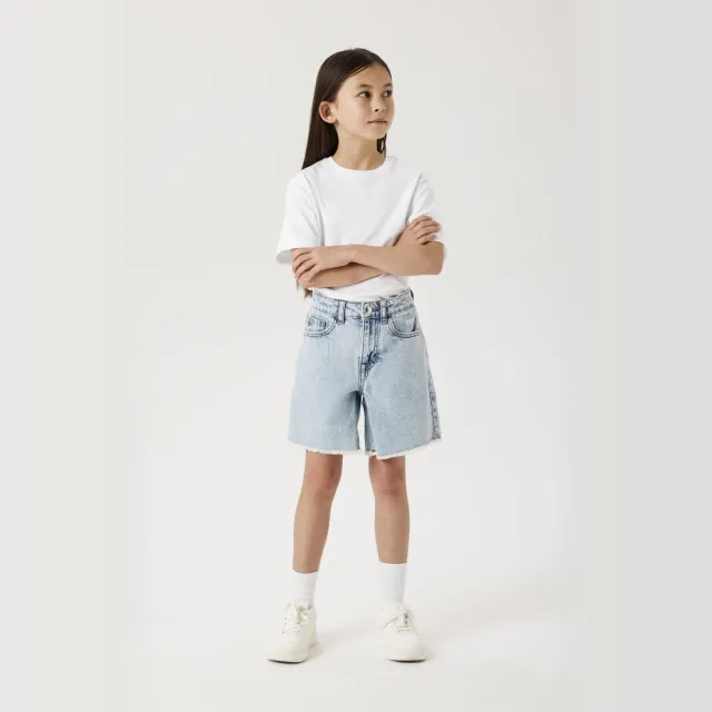 NAME IT denim wide leg jeansshort lichtblauw Light Blue Bleached Denim