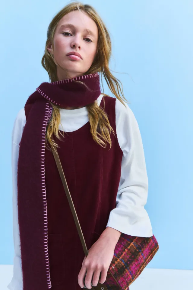 Mango overgooier met corduroy details donkerrood, foto 3