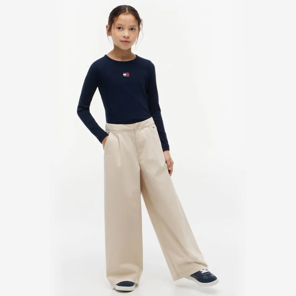 Tommy Hilfiger wijde broek met plooien beige