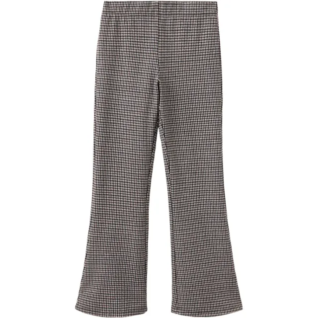 Mango flared geruite legging beige/zwart