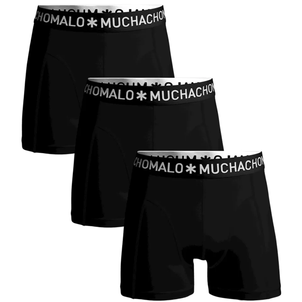 Muchachomalo Solid boxershorts 3-pack zwart Zwart/wit