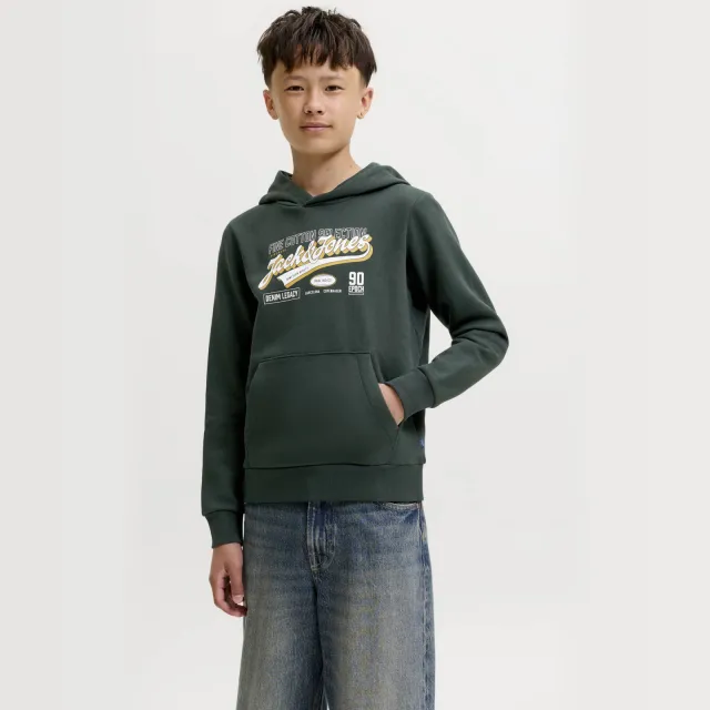 Jack & Jones JUNIOR hoodie met logo - donkergroen Diep donkergroen
